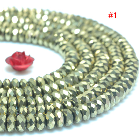 YesBeads Titanium plated hematite faceted rondelle loose beads wholesale gemstone jewelry 2x4mm 15"