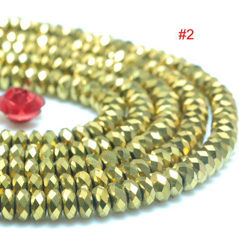 YesBeads Titanium plated hematite faceted rondelle loose beads wholesale gemstone jewelry 2x4mm 15"