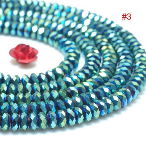 YesBeads Titanium plated hematite faceted rondelle loose beads wholesale gemstone jewelry 2x4mm 15"