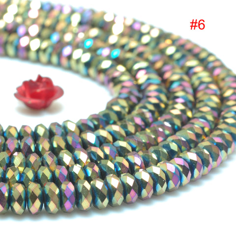 YesBeads Titanium plated hematite faceted rondelle loose beads wholesale gemstone jewelry 2x4mm 15"