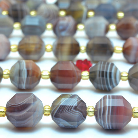 YesBeads Natural Botswana Agate faceted double terminated point beads wholesale gemstone jewelry making 15"