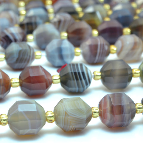 YesBeads Natural Botswana Agate faceted double terminated point beads wholesale gemstone jewelry making 15"