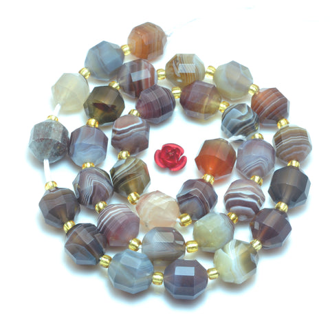 YesBeads Natural Botswana Agate faceted double terminated point beads wholesale gemstone jewelry making 15"