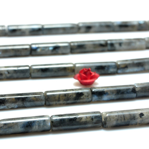 YesBeads Natural Black Labradorite smooth tube beads wholesale gemstone jewelry making 4x13mm 15''