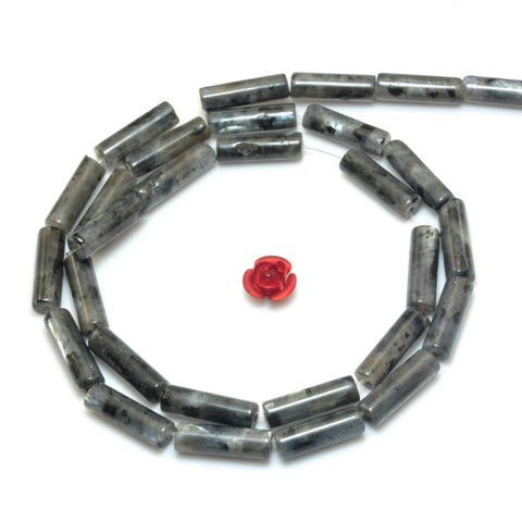 YesBeads Natural Black Labradorite smooth tube beads wholesale gemstone jewelry making 4x13mm 15''