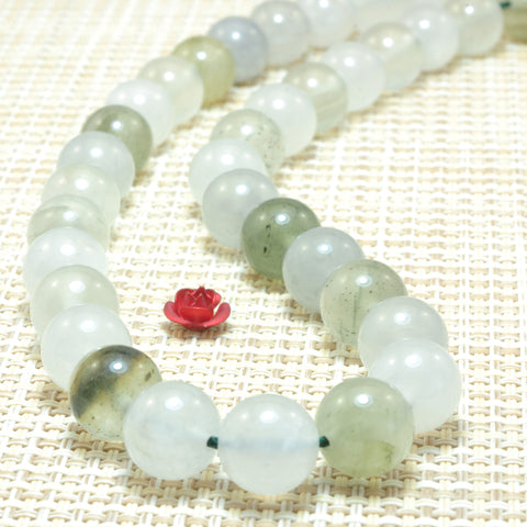 YesBeads Natural Ice Jadeite Burma Jade smooth round beads wholesale gemstone jewelry making 15"