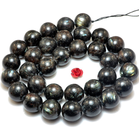 Natural Astrophyllite smooth round loose beads wholesale gemstone jewelry making bracelet necklace diy