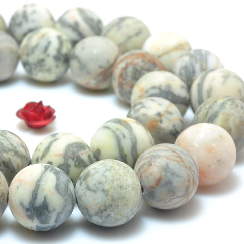 YesBeads Natural Picasso Jasper matte round loose beads wholesale gemstone jewlery making 15"