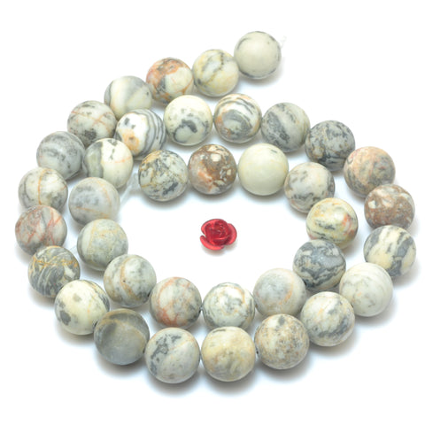 YesBeads Natural Picasso Jasper matte round loose beads wholesale gemstone jewlery making 15"