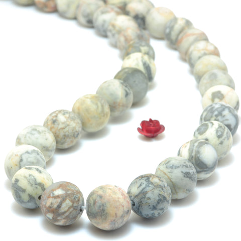 YesBeads Natural Picasso Jasper matte round loose beads wholesale gemstone jewlery making 15"