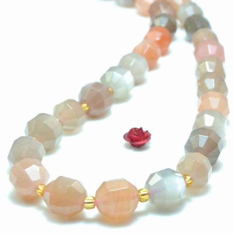 YesBeads Natural Rainbow Moonstone faceted double terminated point beads wholesale gemstone jewelry 15"