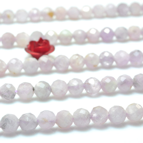 Natural Kunzite faceted round loose beads wholesale gemstone purple pink jewelry making 15"