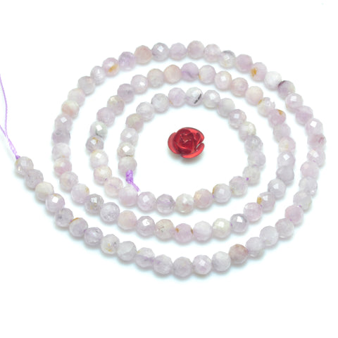 Natural Kunzite faceted round loose beads wholesale gemstone purple pink jewelry making 15"