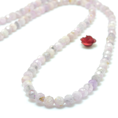 Natural Kunzite faceted round loose beads wholesale gemstone purple pink jewelry making 15"