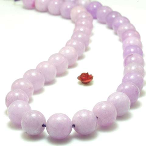 YesBeads Purple Jade stones smooth round loose beads wholesale purple pink gemstone jewelry 15"