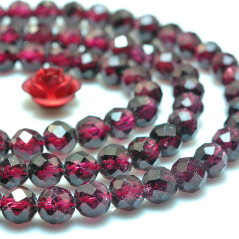Natural Red Garnet Stone faceted round loose beads wholesale gemstone for jewelyr making DIY bracelets necklace