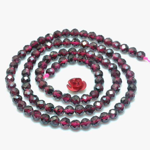 Natural Red Garnet Stone faceted round loose beads wholesale gemstone for jewelyr making DIY bracelets necklace