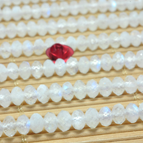 Natural Rainbow Moonstone faceted rondelle beads wholesale gemstone jewelry making
