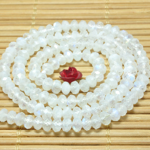 Natural Rainbow Moonstone faceted rondelle beads wholesale gemstone jewelry making