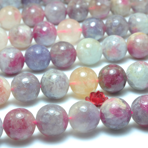 Natural Cherry Tourmaline smooth round loose beads wholesale purple pink gemstone jewelry making 15"