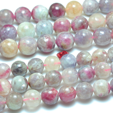 Natural Cherry Tourmaline smooth round loose beads wholesale purple pink gemstone jewelry making 15"