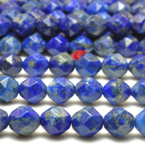 YesBeads Natural Lapis Lazuli diamond faceted round beads wholesale gemstone jewelry making 15"