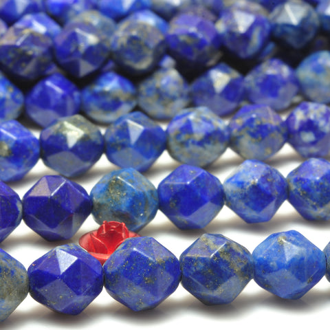 YesBeads Natural Lapis Lazuli diamond faceted round beads wholesale gemstone jewelry making 15"