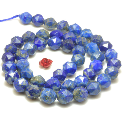 YesBeads Natural Lapis Lazuli diamond faceted round beads wholesale gemstone jewelry making 15"