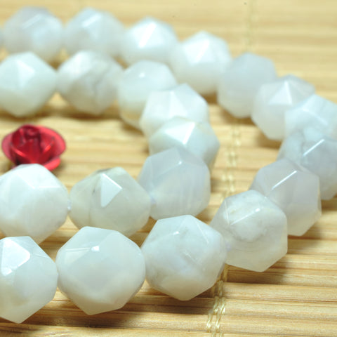 YesBeads Natural White Crazy Lace Agate diamond faceted round beads wholesale gemstone jewelry making 15"