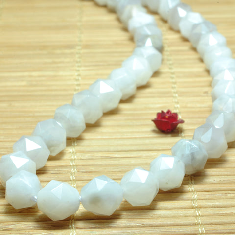 YesBeads Natural White Crazy Lace Agate diamond faceted round beads wholesale gemstone jewelry making 15"