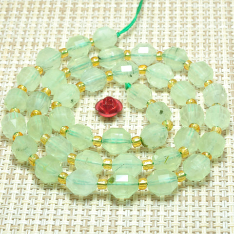 YesBeads Natural Green Prehnite faceted double terminated point beads wholesale gemstone jewelry 15"