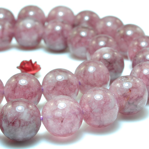 YesBeads Purple Jade dyed lepidolite color smooth round loose beads wholesale gemstone jewelry making 15"