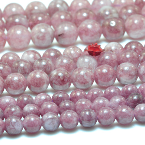 YesBeads Purple Jade dyed lepidolite color smooth round loose beads wholesale gemstone jewelry making 15"