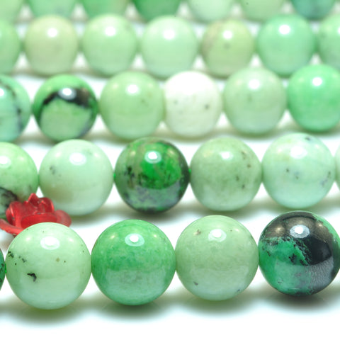 YesBeads Natural Green Garnet smooth round loose beads wholesale gemstone jewelry making 15"