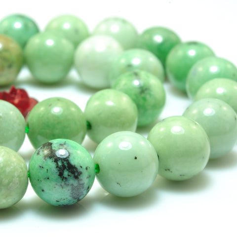 YesBeads Natural Green Garnet smooth round loose beads wholesale gemstone jewelry making 15"