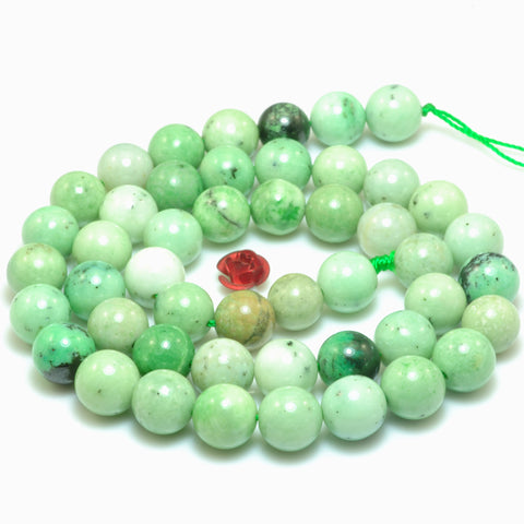 YesBeads Natural Green Garnet smooth round loose beads wholesale gemstone jewelry making 15"