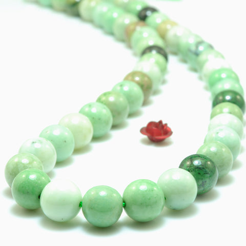 YesBeads Natural Green Garnet smooth round loose beads wholesale gemstone jewelry making 15"
