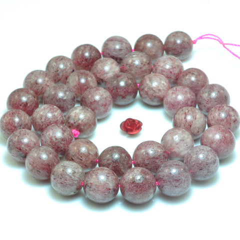 YesBeads Natural Strawberry Quartz Lepidocrocite smooth round loose beads wholesale gemstone Jewelry 15"