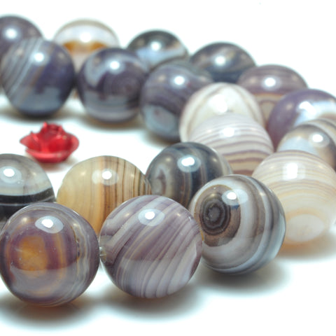 Natural Banded Agate smooth round loose beads purple brown agate gemstone wholesale jewelry bracelet necklace diy