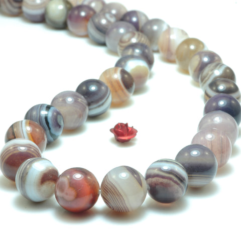 Natural Banded Agate smooth round loose beads purple brown agate gemstone wholesale jewelry bracelet necklace diy