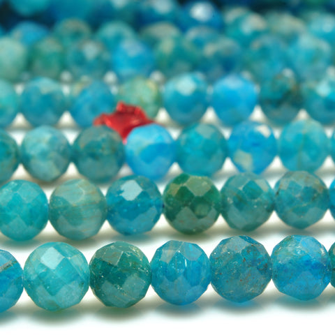 YesBeads Natural Blue Apatite faceted round loose beads wholesale gemstone jewelry making 15"