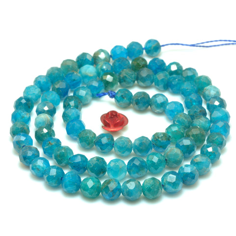 YesBeads Natural Blue Apatite faceted round loose beads wholesale gemstone jewelry making 15"