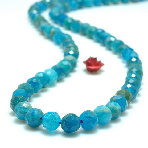 YesBeads Natural Blue Apatite faceted round loose beads wholesale gemstone jewelry making 15"