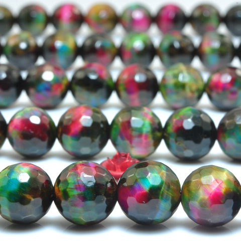 Galaxy Tiger Eye faceted round loose beads wholesale gemstone rainbow tiger's eye for jewelry making DIY bracelets necklace