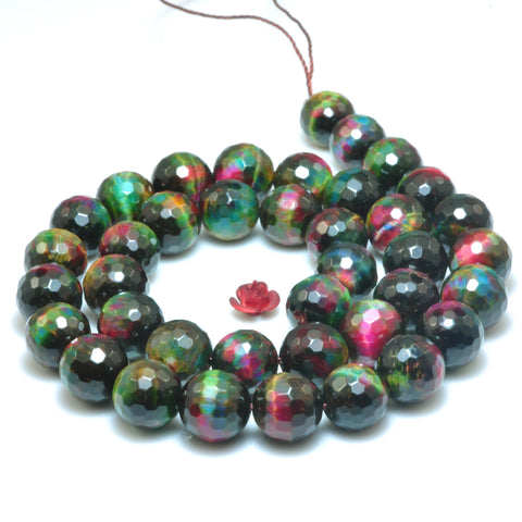 Galaxy Tiger Eye faceted round loose beads wholesale gemstone rainbow tiger's eye for jewelry making DIY bracelets necklace