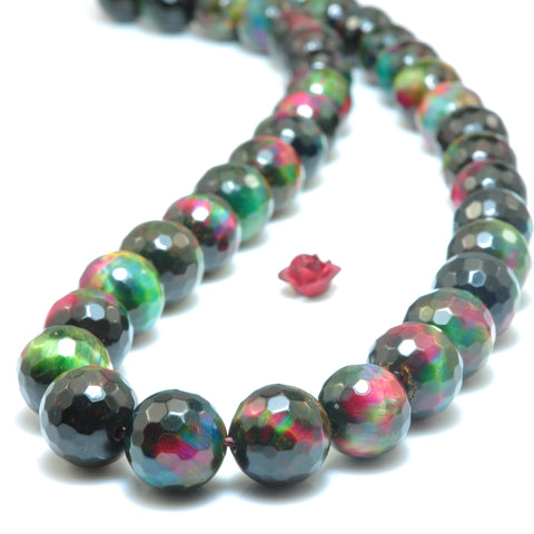 Galaxy Tiger Eye faceted round loose beads wholesale gemstone rainbow tiger's eye for jewelry making DIY bracelets necklace