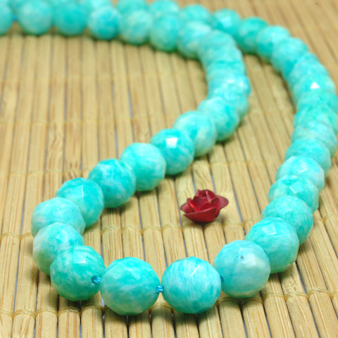 Natural Amazonite faceted round beads wholesale loose gemstone semi precious stones for jewelry making diy bracelet necklace supplies