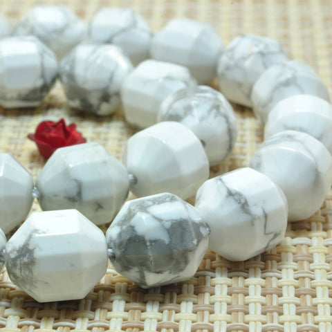 YesBeads Natural White Howlite faceted double terminated point beads wholesale gemstone jewelry 15"
