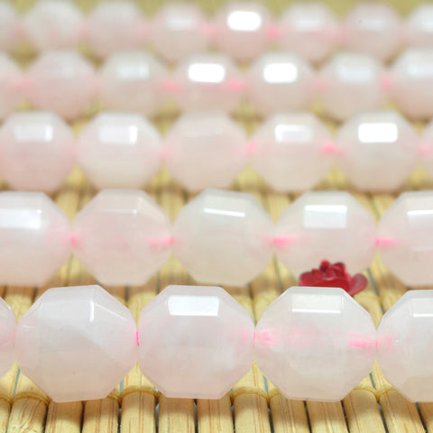 YesBeads Natural Rose Quartz Crystal faceted double terminated point beads pink gemstone wholesale jewelry 15"