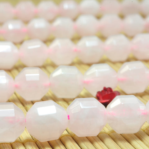 YesBeads Natural Rose Quartz Crystal faceted double terminated point beads pink gemstone wholesale jewelry 15"